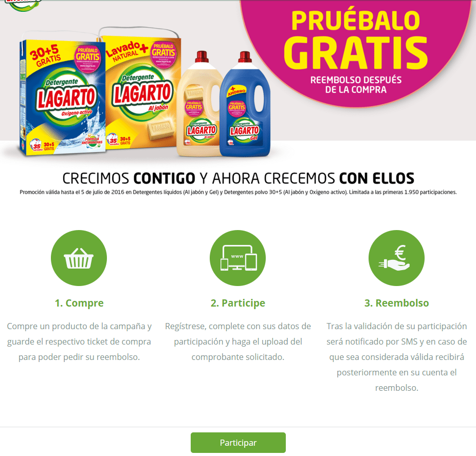 Pruebalo gratis detergente Lagarto