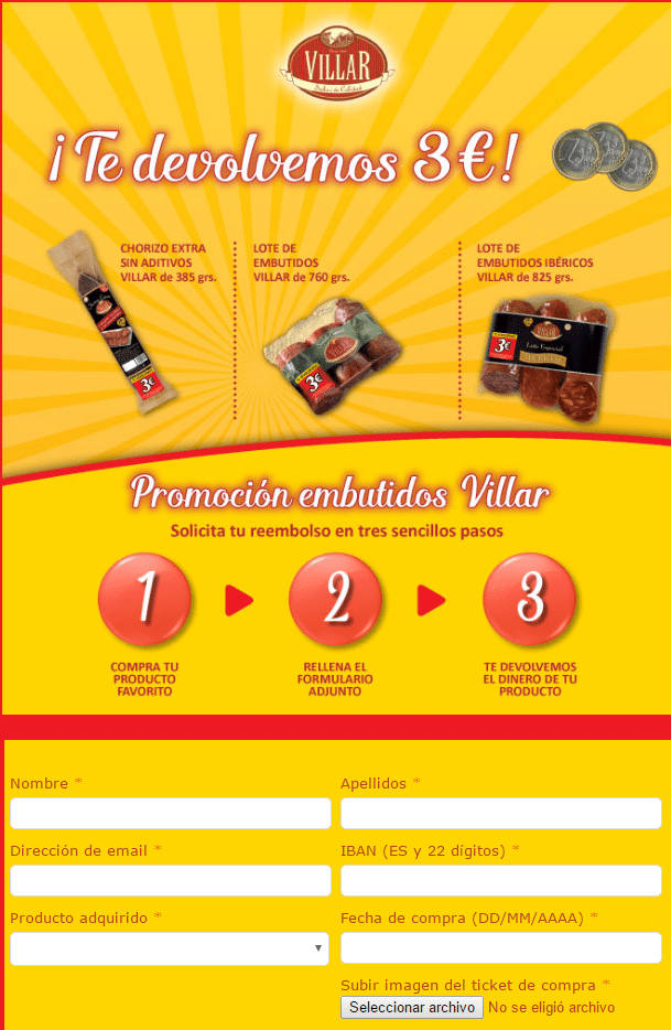 Reembolso 3 Euros embutidos Villar Reembolso 3 Euros embutidos Villar