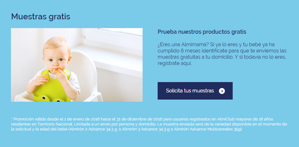 Muestras y libro de recetas gratis para bebé