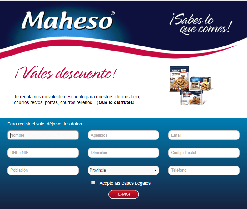 Cupón descuento para churros Maheso
