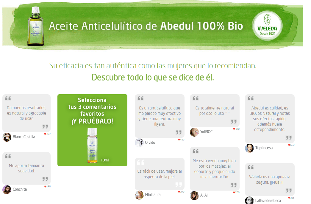 Muestras gratis de aceite de abedul Weleda