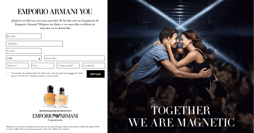 Muestras gratis de perfume You de Armani