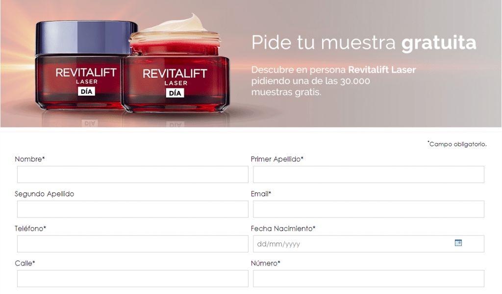 30.000 muestras gratis de crema Revitalift Laser